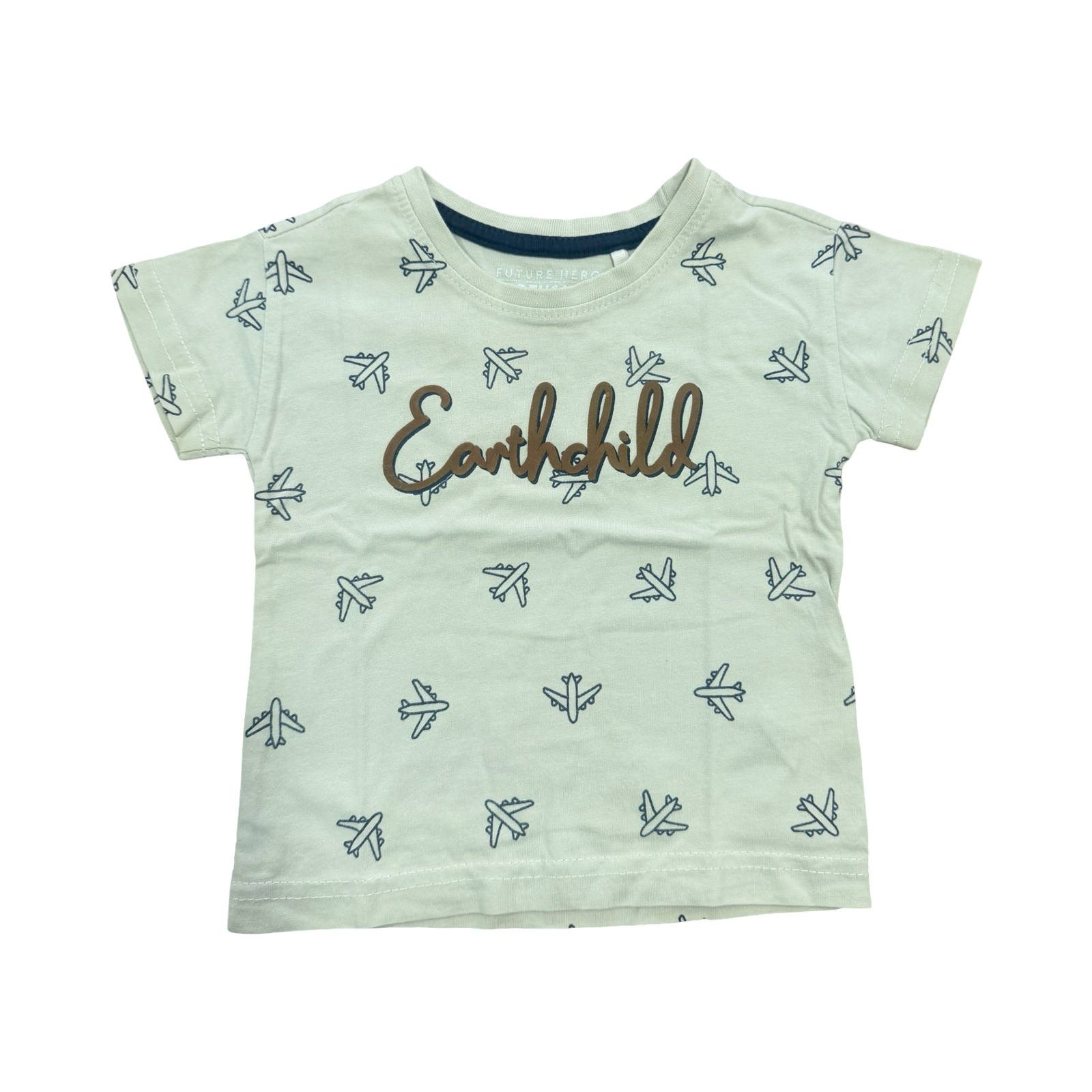 6-12M Cream Plane T-Shirt - Earthchild