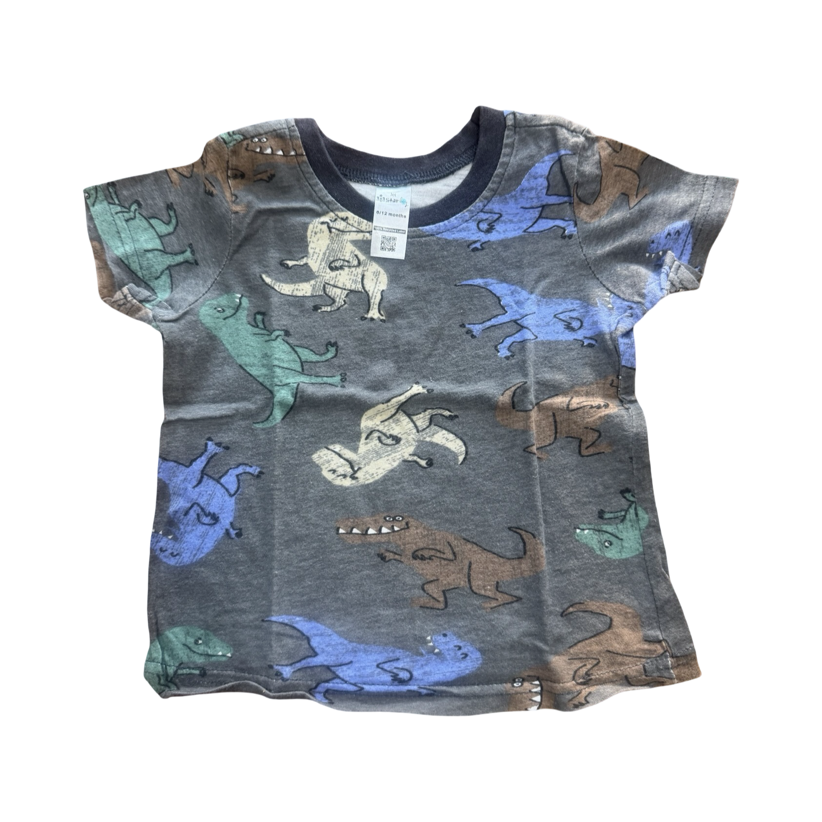 6-12M Grey Dinosaur T-Shirt - Jet