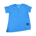6-12M Light Blue Waffle Knit Short Sleeve Shirt with Buttons - Ackermans