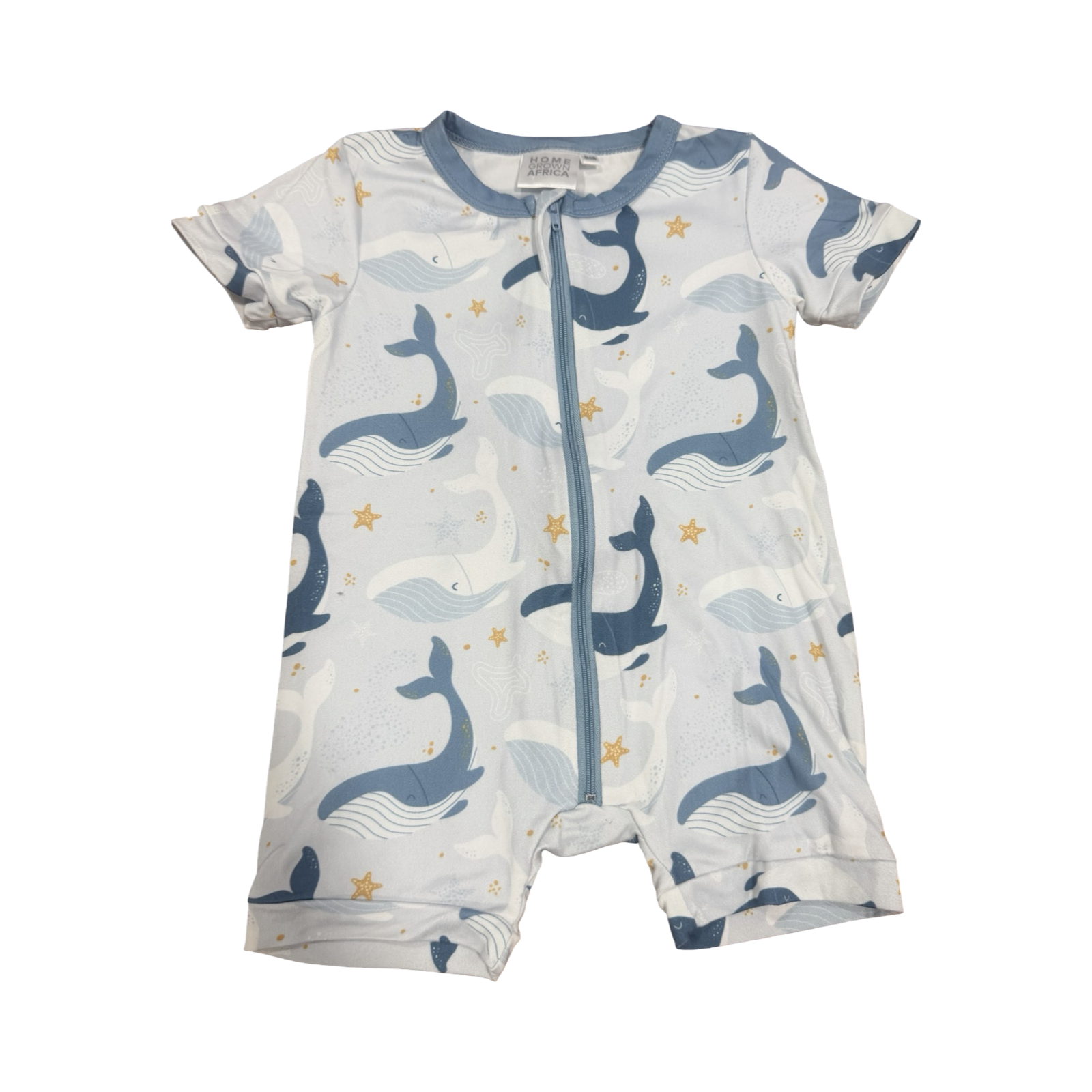 6-12M Whale Design Romper with Zip - Home Grown Africa