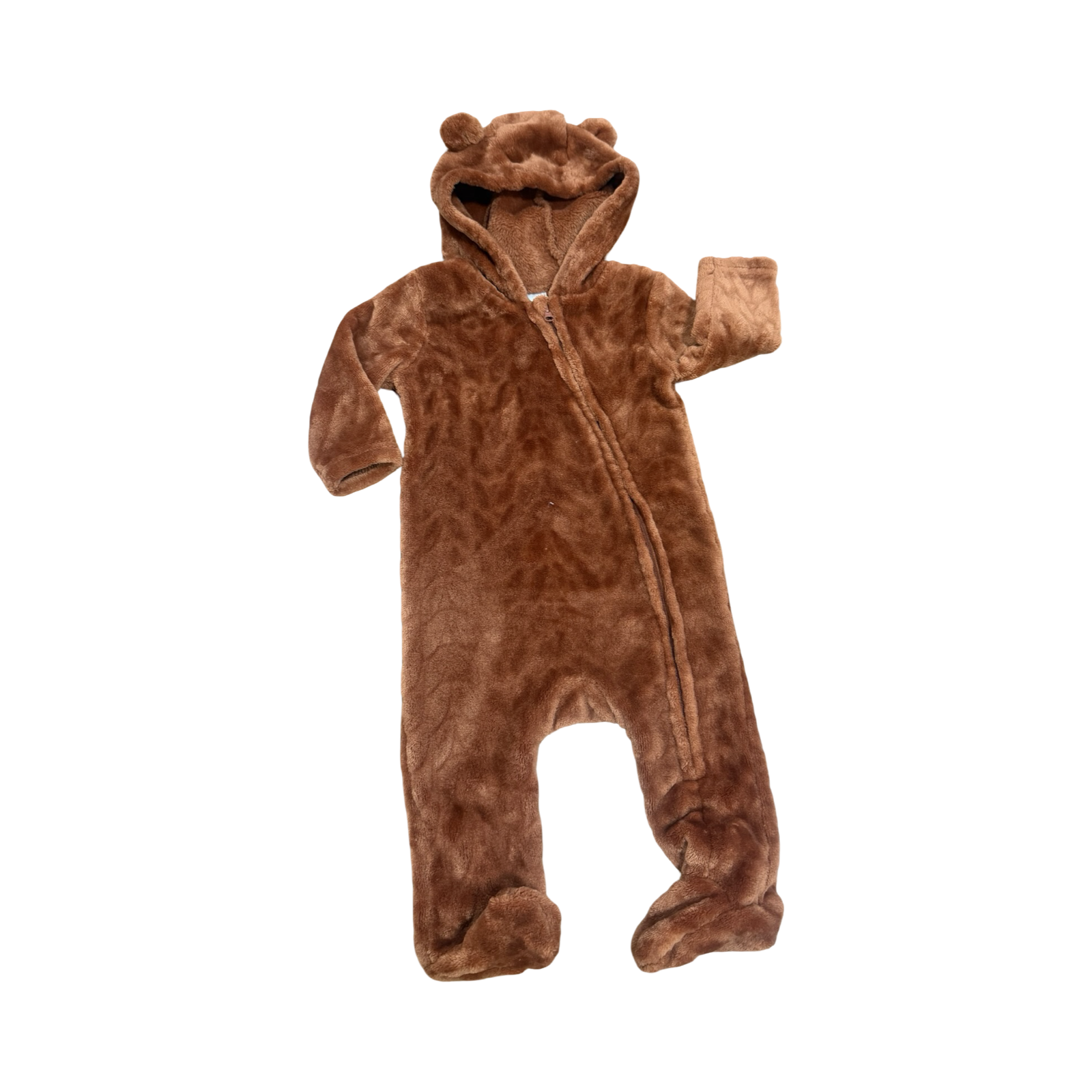3-6M Rust Patterned Fleece Onesie with Zip - OneTwoThree
