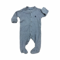 Newborn -Blue Melange Long Onesie with Snappers - Woolworths