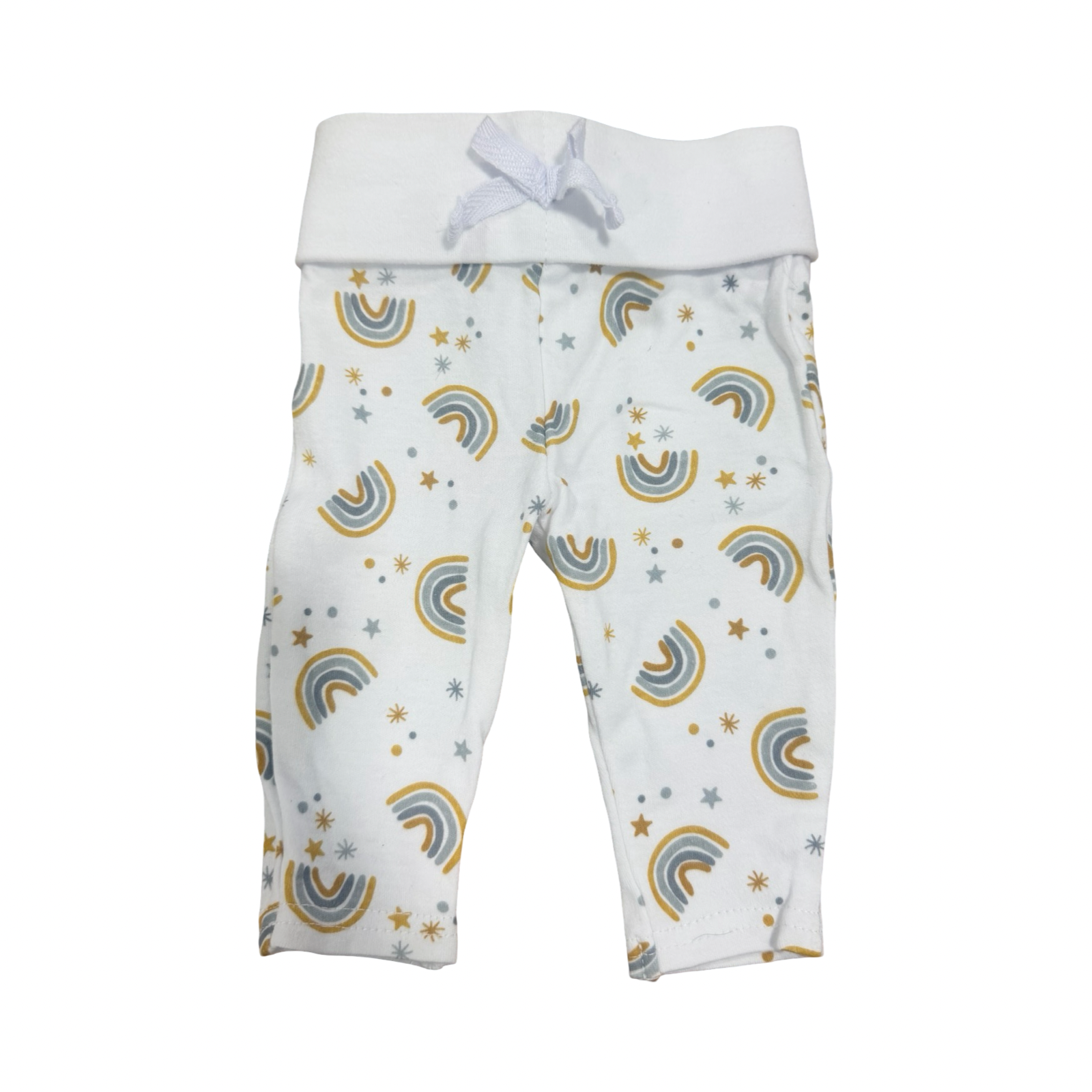 0-3M White Rainbow Design Leggings - OneTwoThree