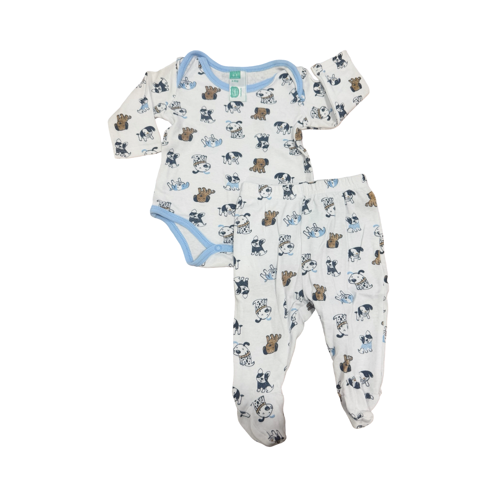 0-3M White & Blue Doggy 2pc Set - Ackermans