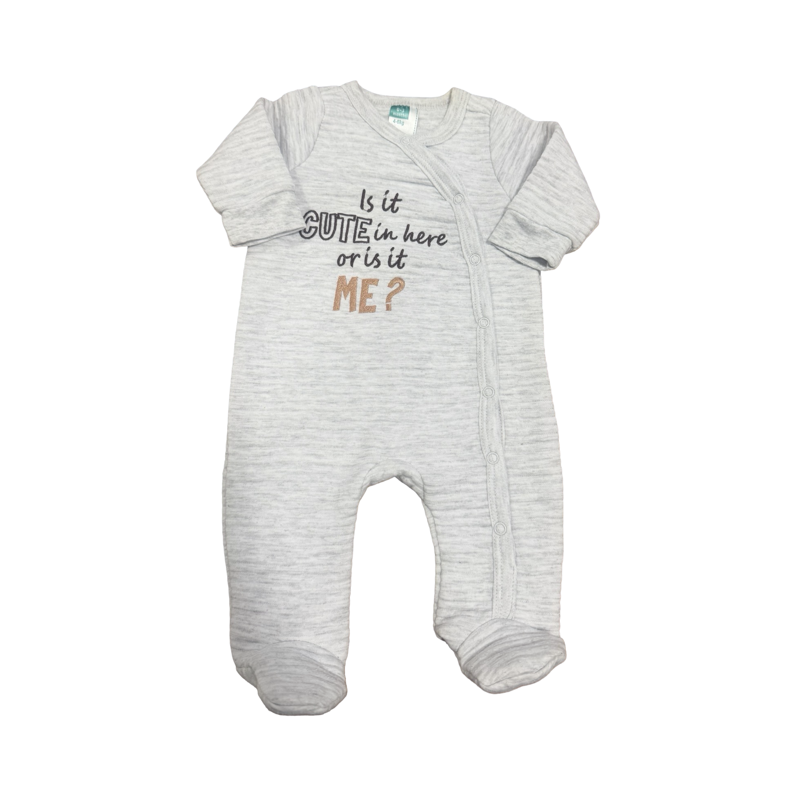 0-3M Grey Is It Cute Onesie with Snappers - Ackermans