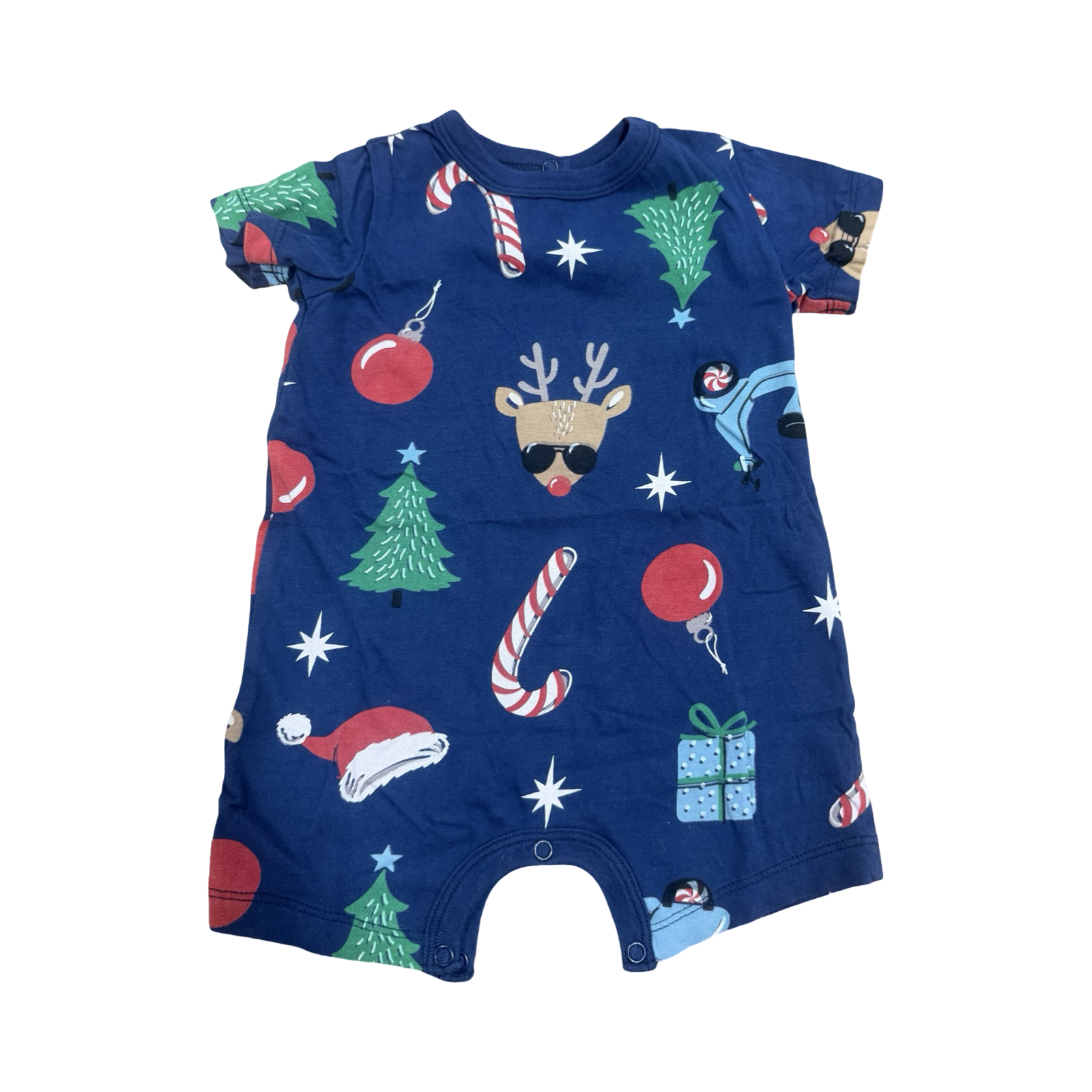 6-12M Navy Christmas Theme Romper - Woolworths