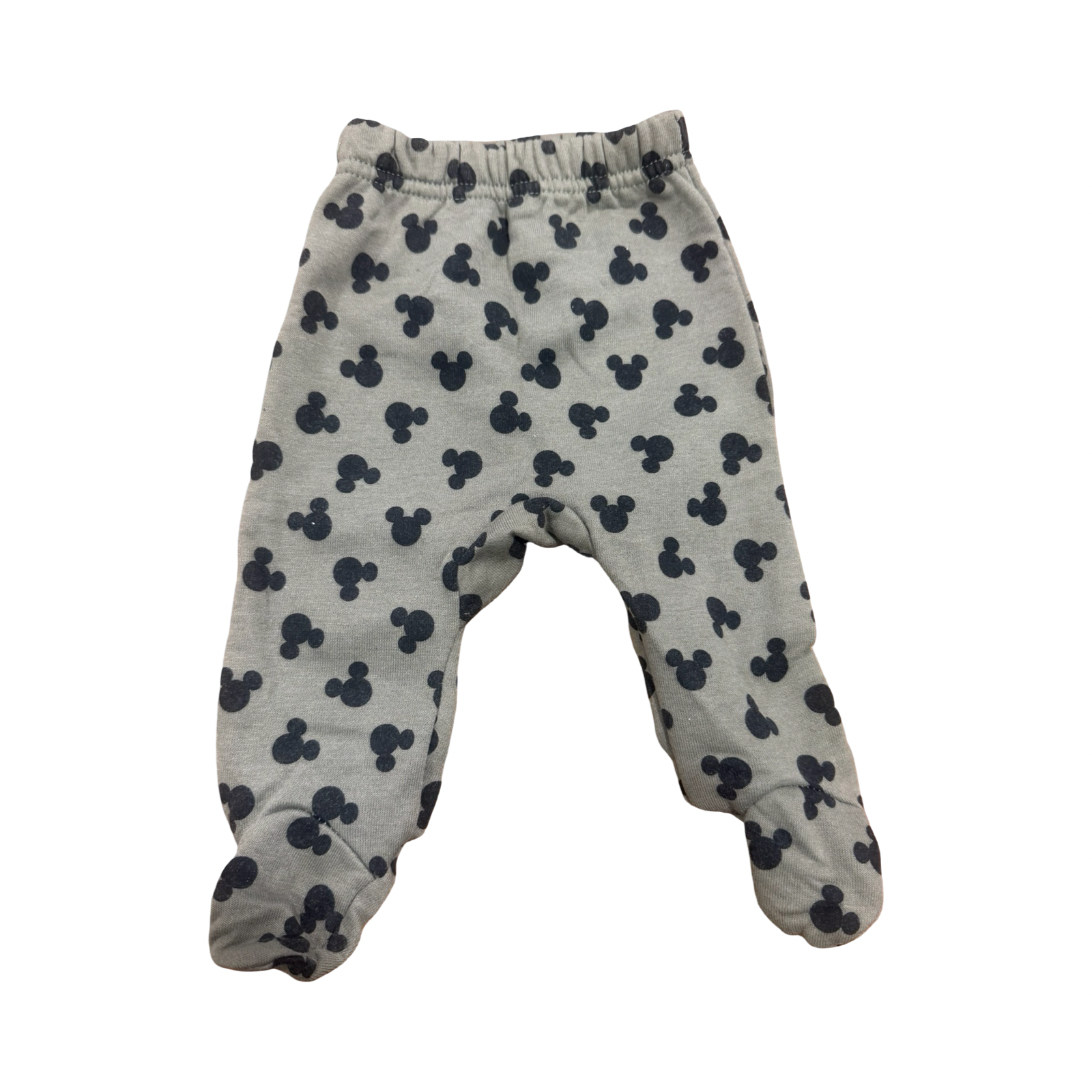 0-3M Khaki Mickey Long Footed Pants - Disney Baby