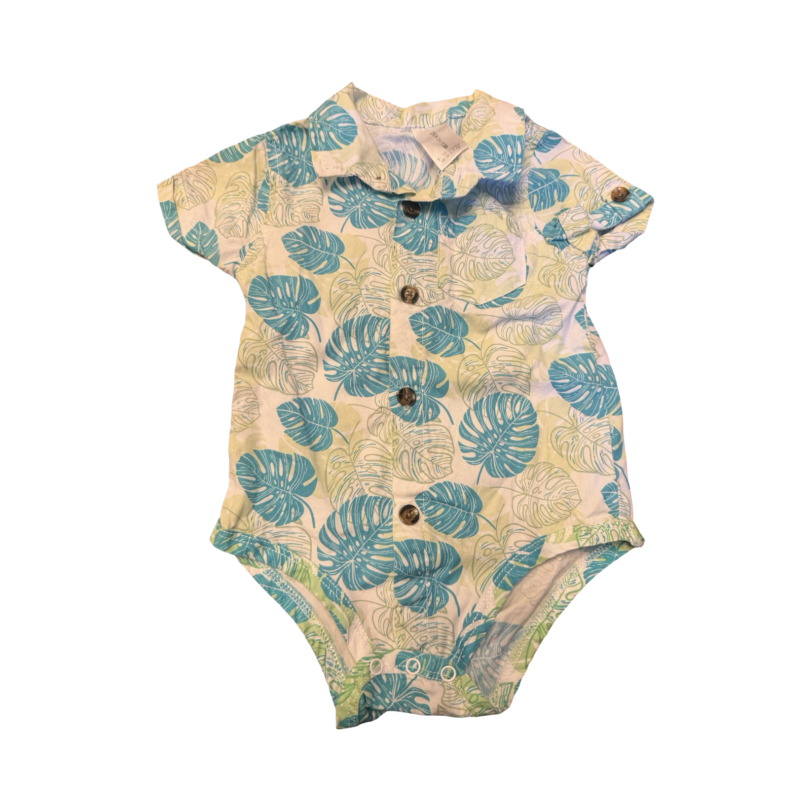 6-12M Leaf Design Buttoned Bodysuit - Clicks