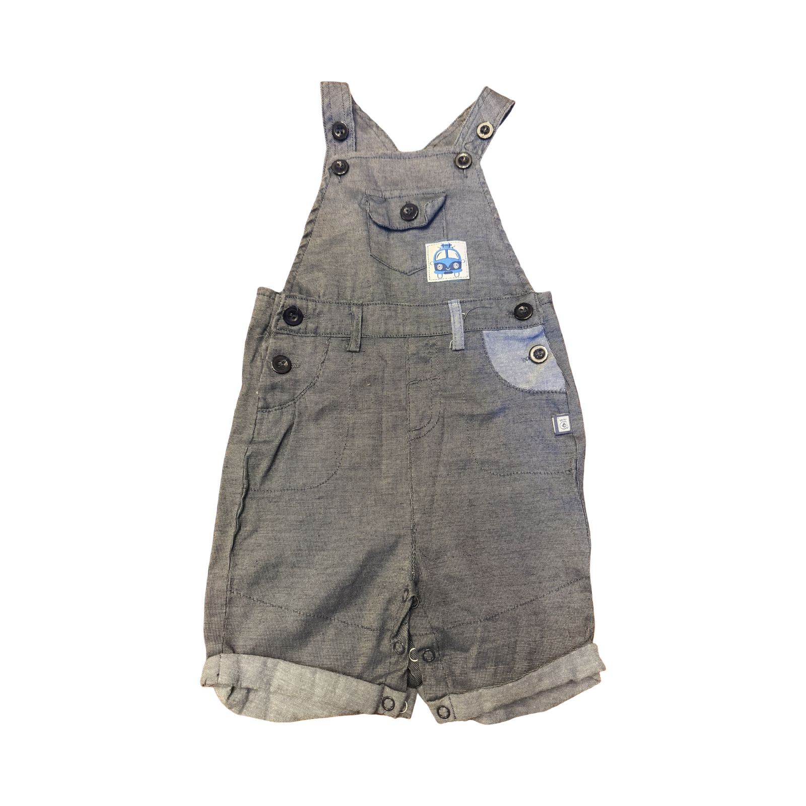6-12M Car Detail Dungaree with Pockets