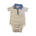 6-12M Striped Navy & White Button Bodysuit	  Woolworths