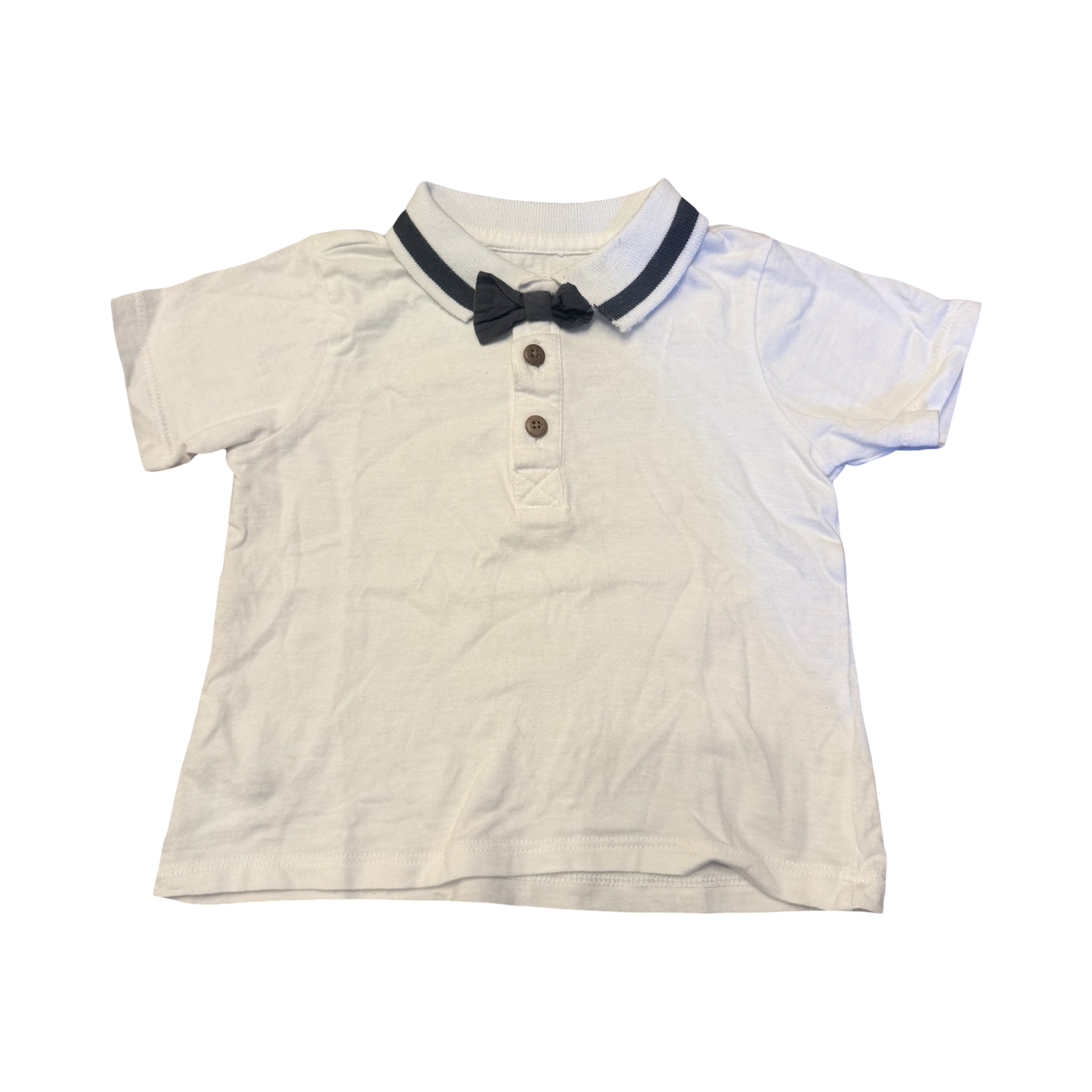 6-12M White & Grey Golf Shirt with Bowtie - Woolworths