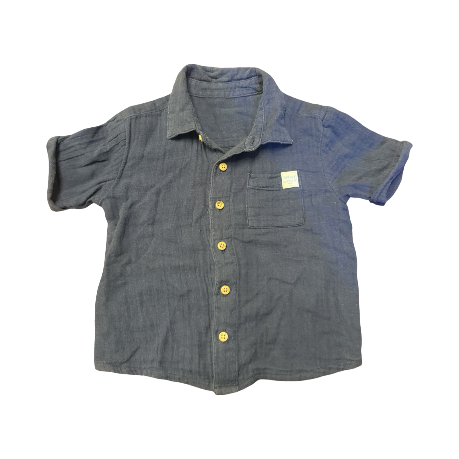 12-18M Navy Cotton Buttoned Shirt - Woolworths