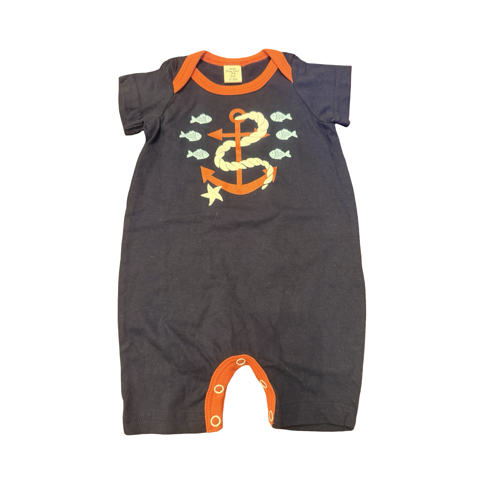 0-3M Navy & Red Fish & Anchor Bodysuit - Tiny Tots