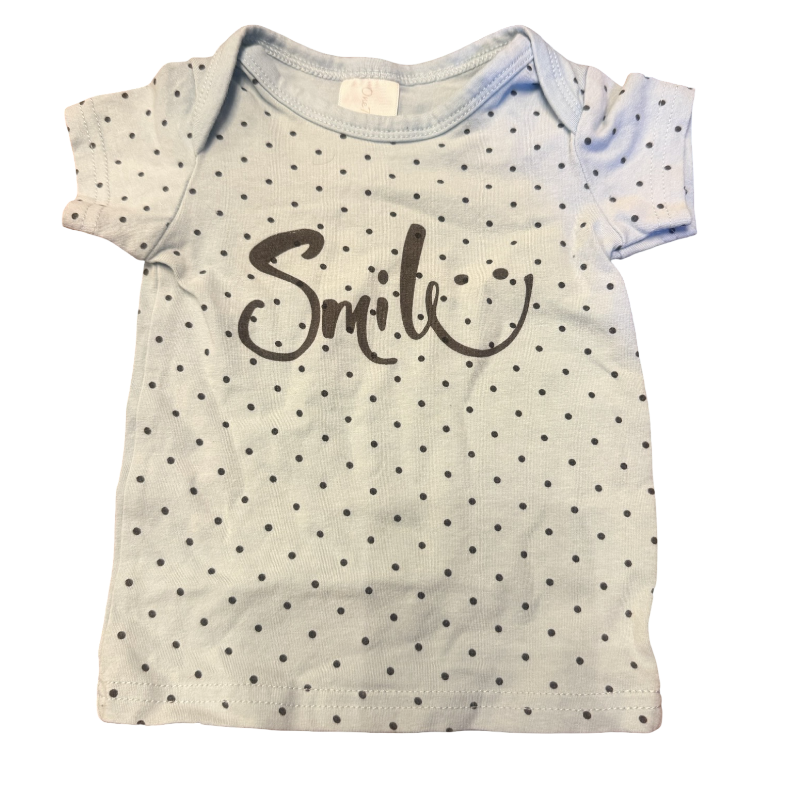 0-3M Light Green Polka Dot Smile T-Shirt - OneTwoThree