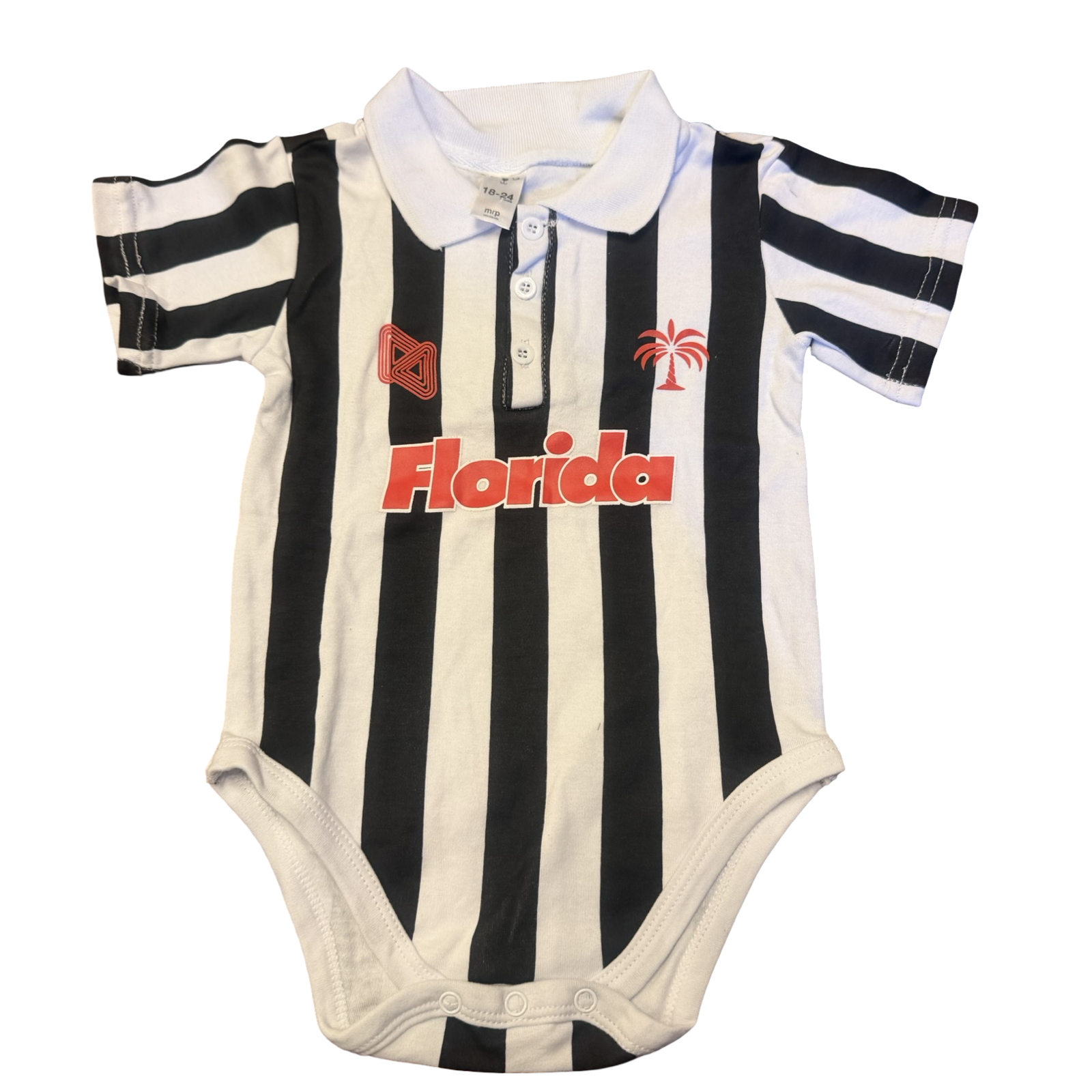 18-24M Florida Black & White Stripe Bodysuit with Collar - Mr Price