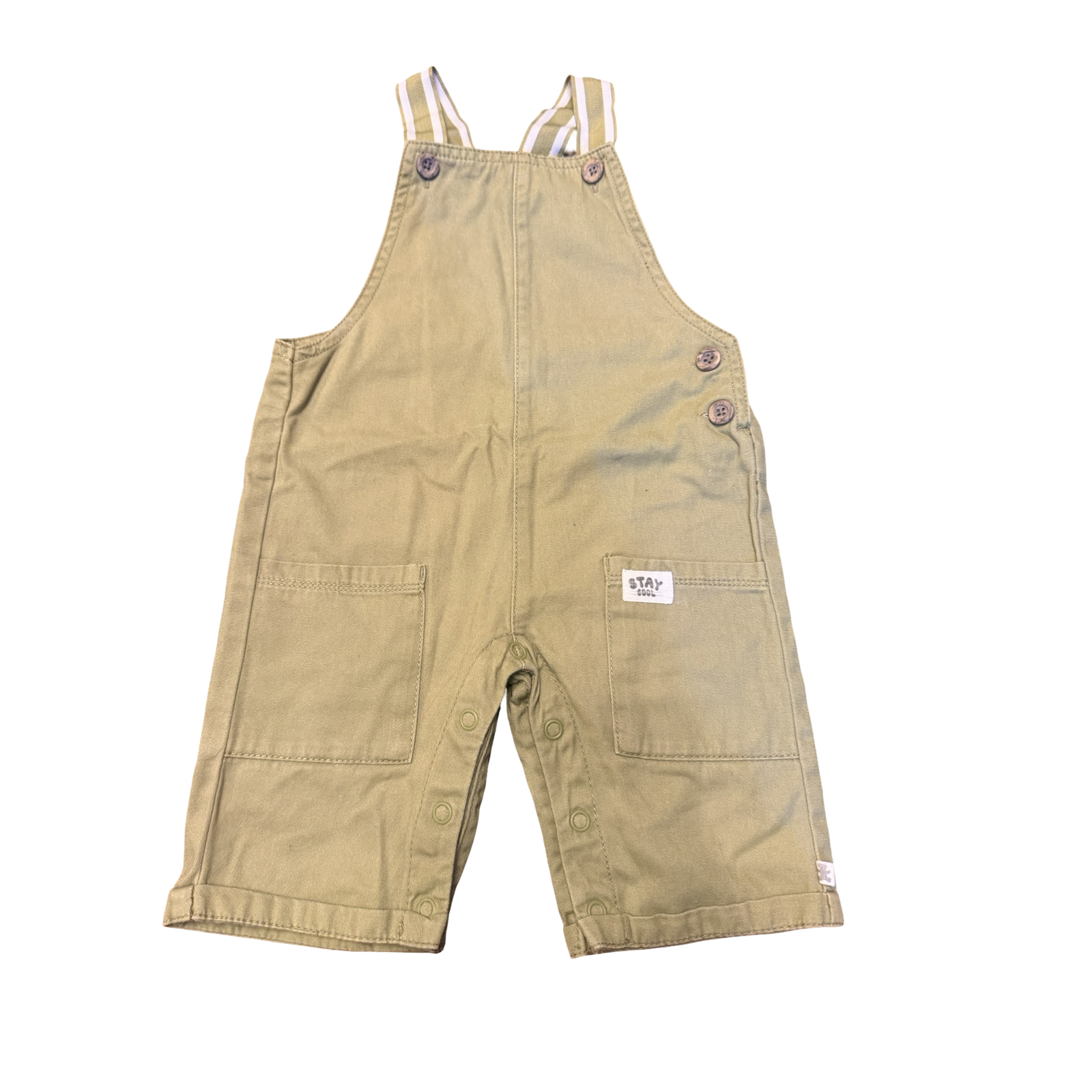 18-24M Green Cotton Dungaree - Woolworths