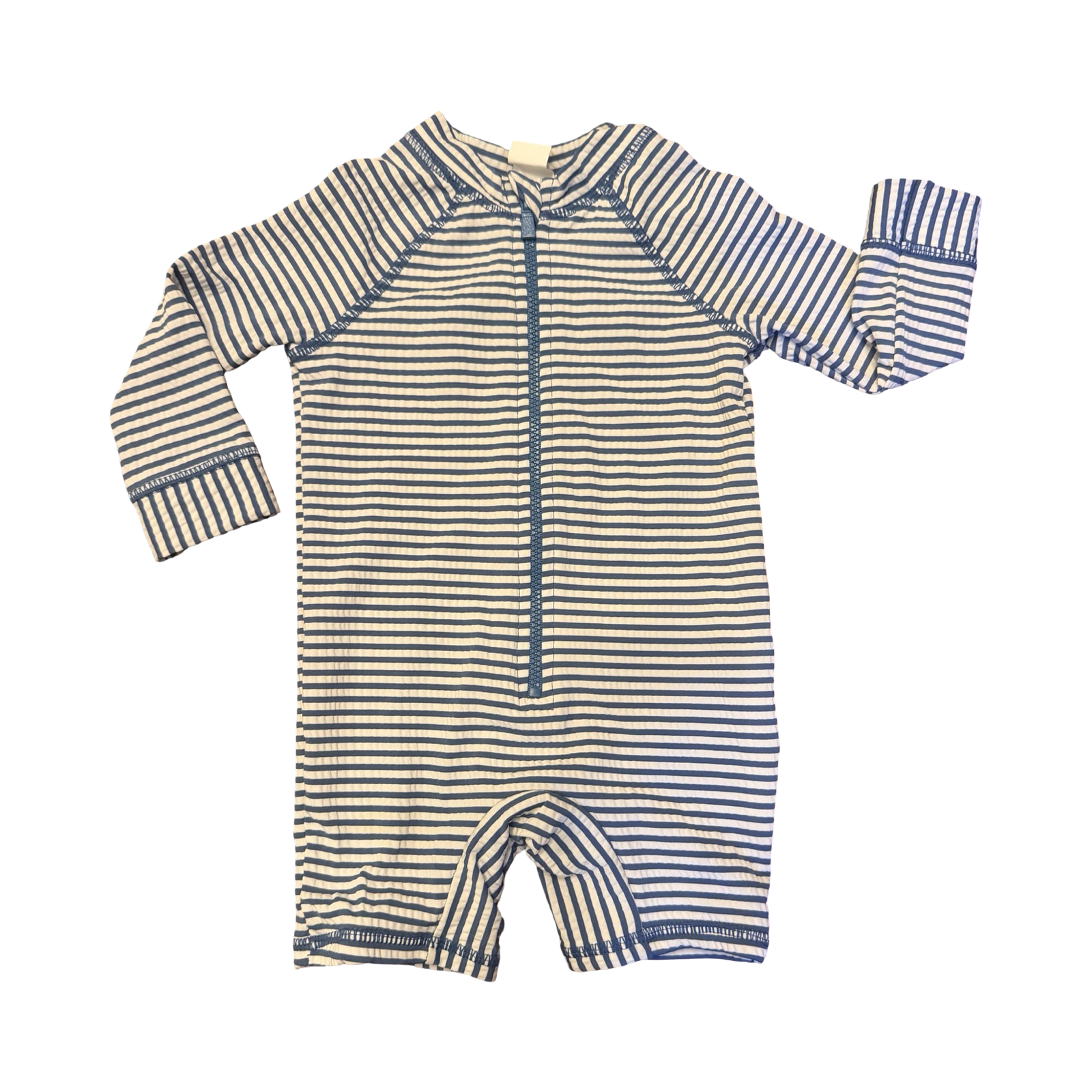 6-12M Blue & White Stripe Swimming Costume - Cotton On