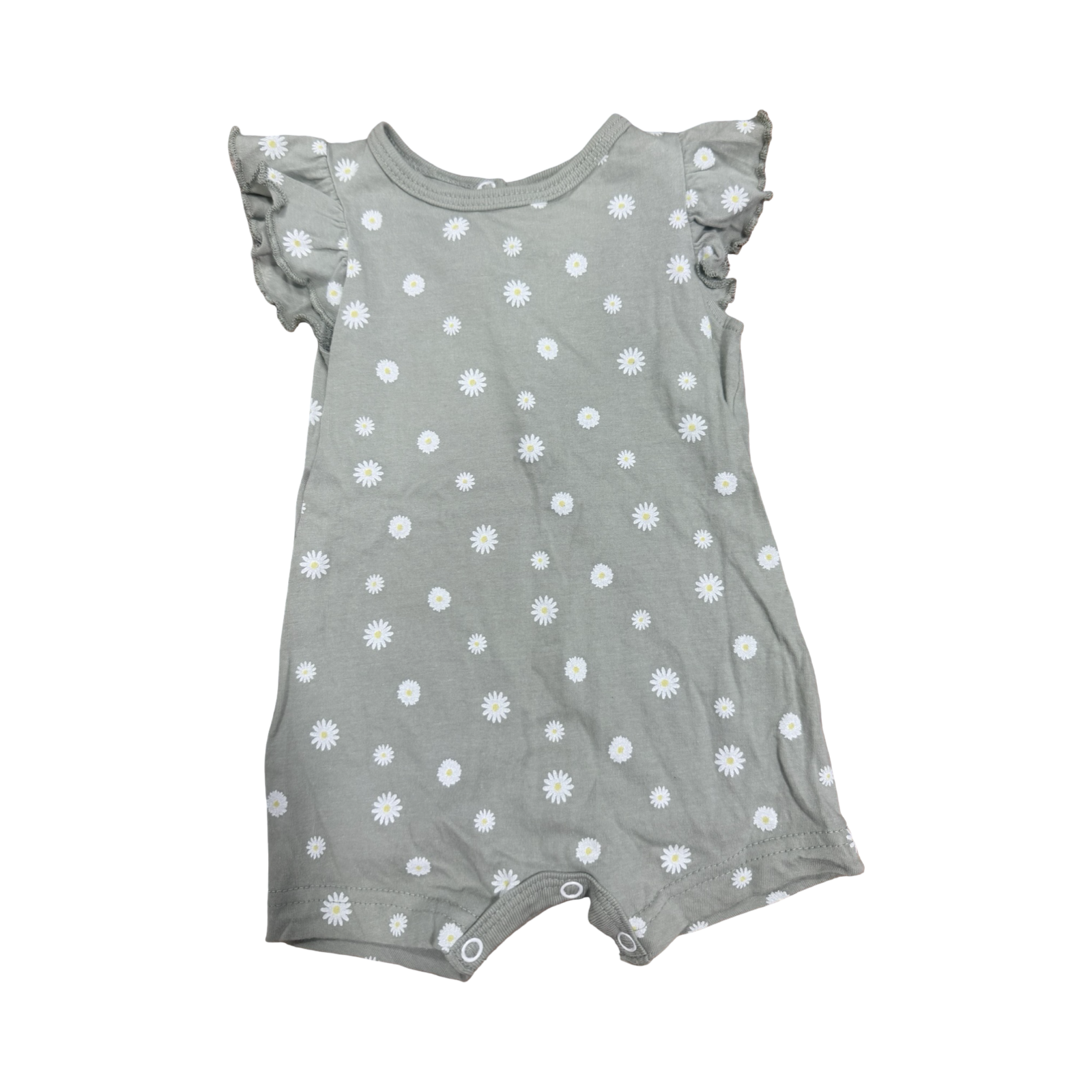 0-3M Green Daisy Romper - Tiny Tots