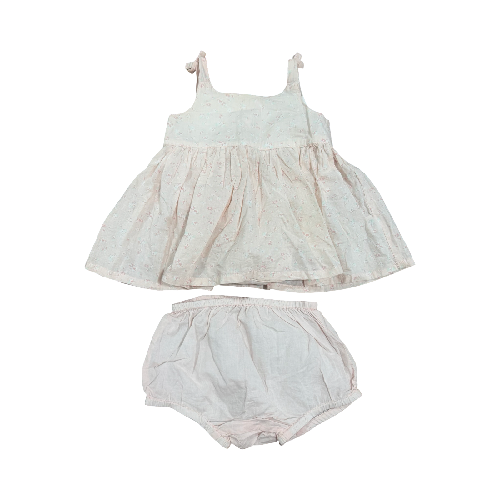 3-6M Pink Floral Cotton Dress with Bloomer