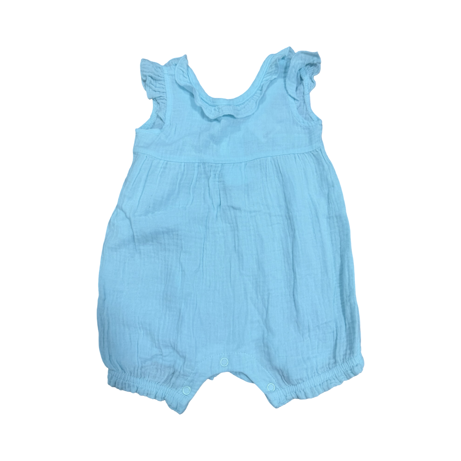 3-6M Light Blue Cotton Romper - Cuddlesome