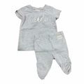 3-6M Grey Melange 2pc Top & Pants Set - Keedo