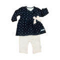 0-3M Navy & Pink Heart Dress Suit with Attached Leggings - Earthchild