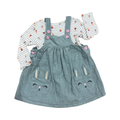 6-12M 2pc Green Corduroy Bunny Dress with Long Sleeve Shirt - Ackermans