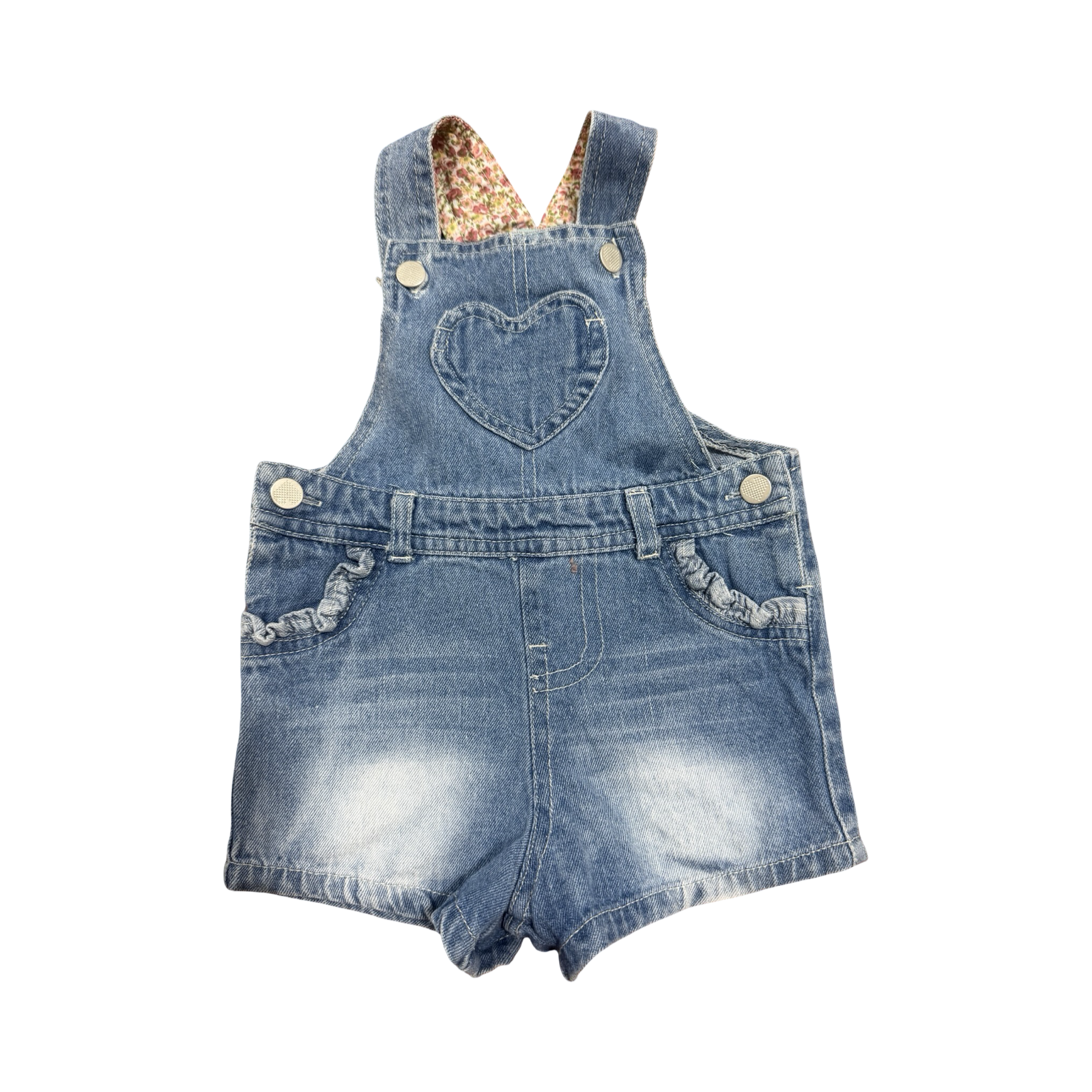 6-12M Short Dungaree Denim with Heart Pocket - Ackermans
