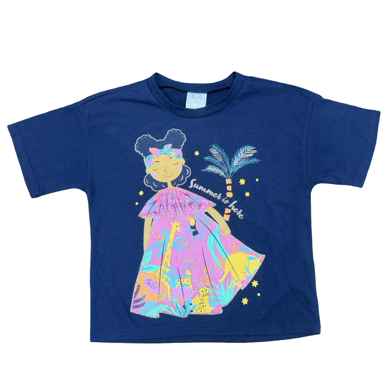 5-6Y Summer Is Here Navy T-Shirt - Lillipop