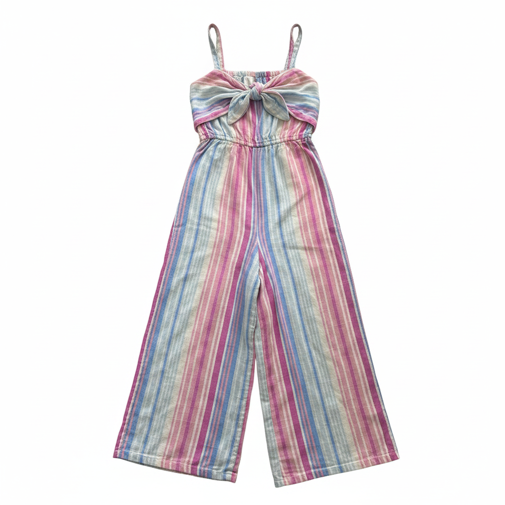 7-8Y Blue, Pink & Purple Stripe Bodysuit - Qtee
