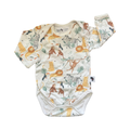 0-3M White Zoo Animal Long Sleeve Bodysuit - Baba Fishees
