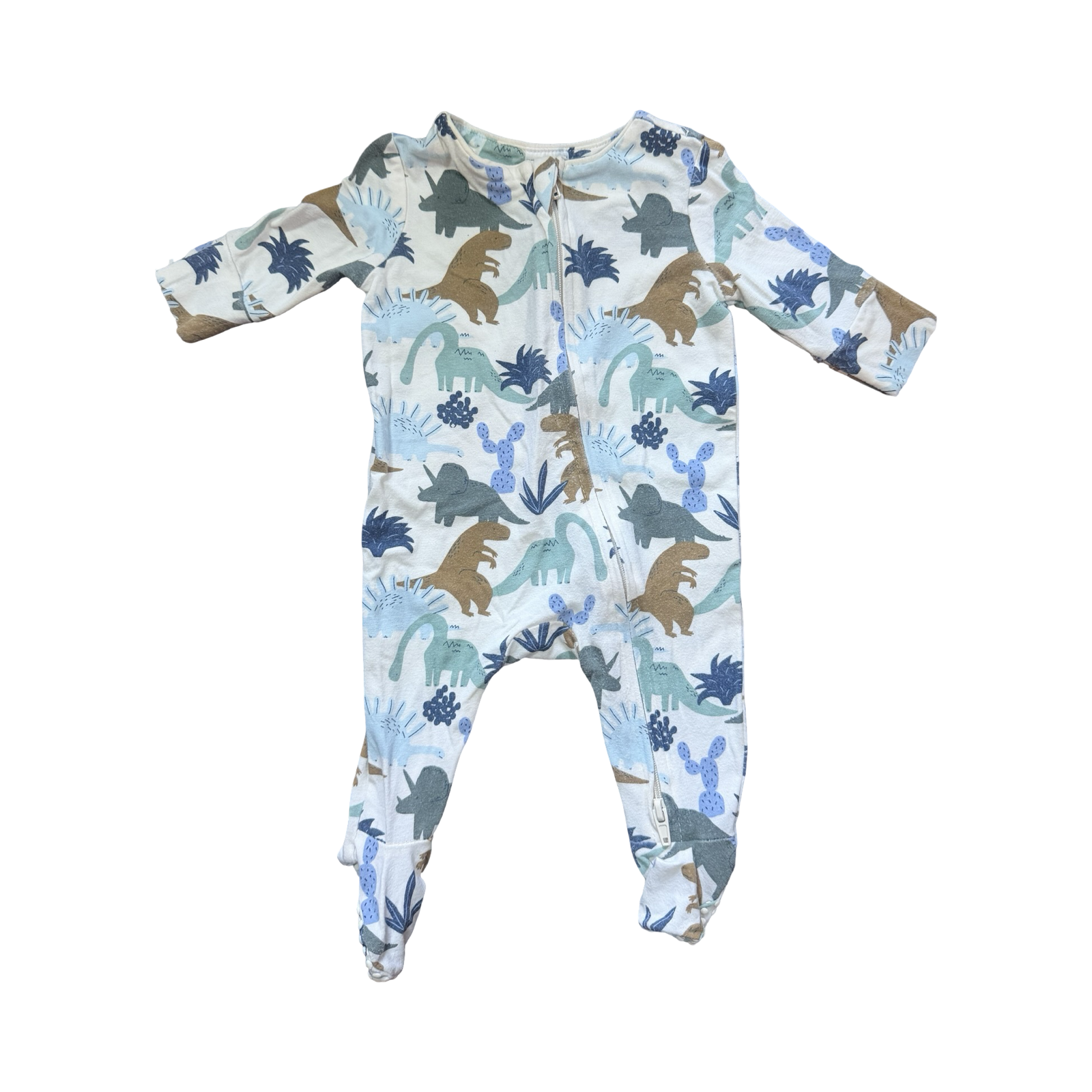 Newborn Dinosaur Cream Onesie with Zip - Cotton On
