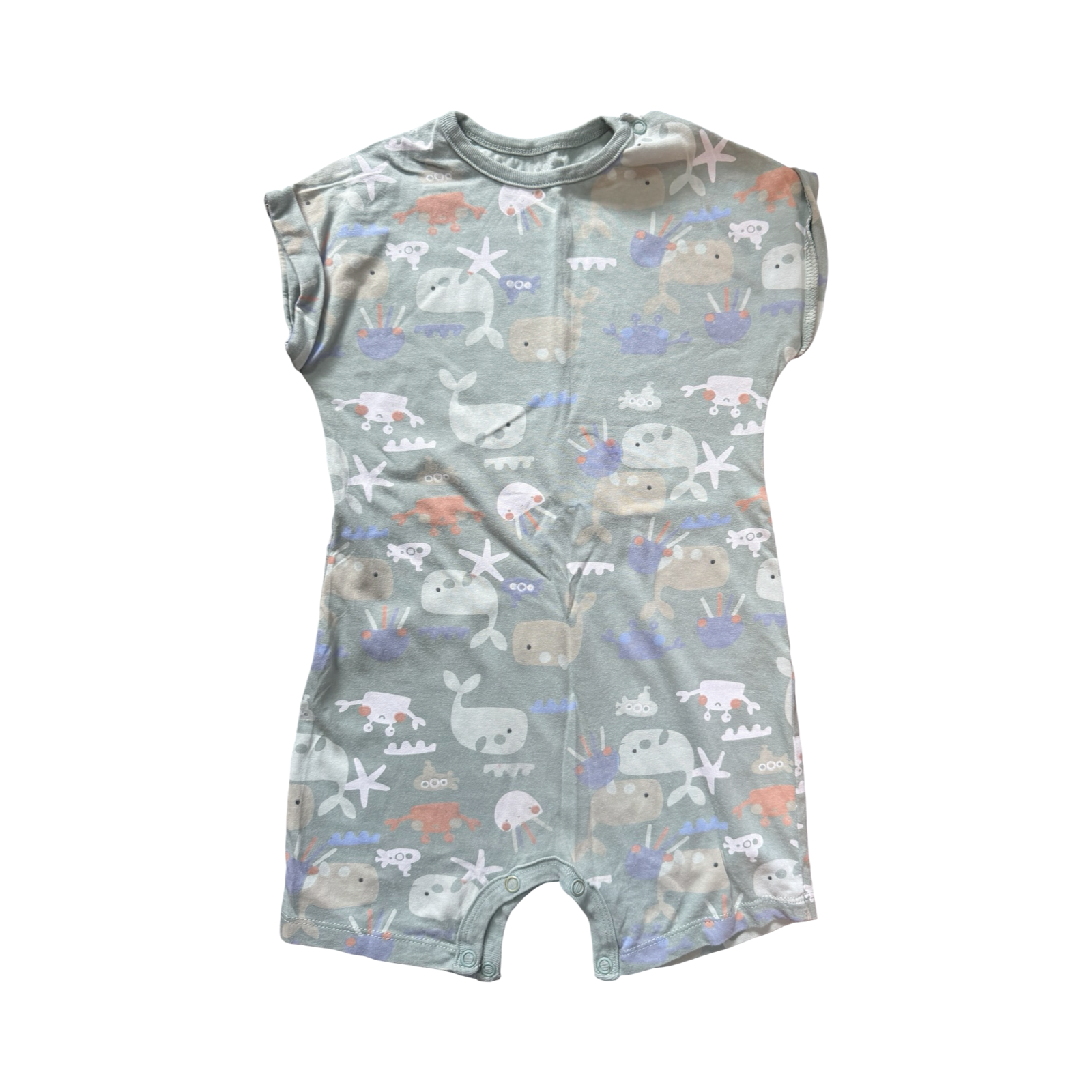 18-2M Light Sage Sea Animal Romper - Woolworths