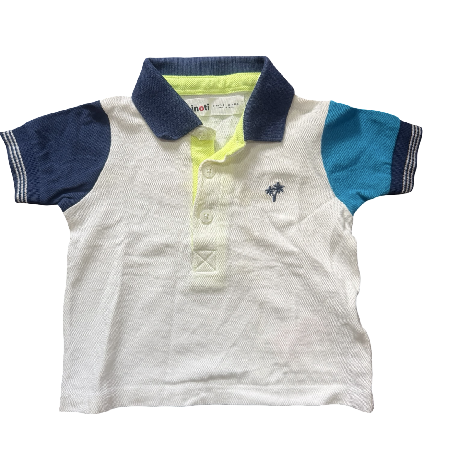 3-6M White & Blue Golf Shirt - Minoti
