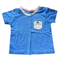 6-12M  Blue Melange T-Shirt with Grey Detail - Woolworths