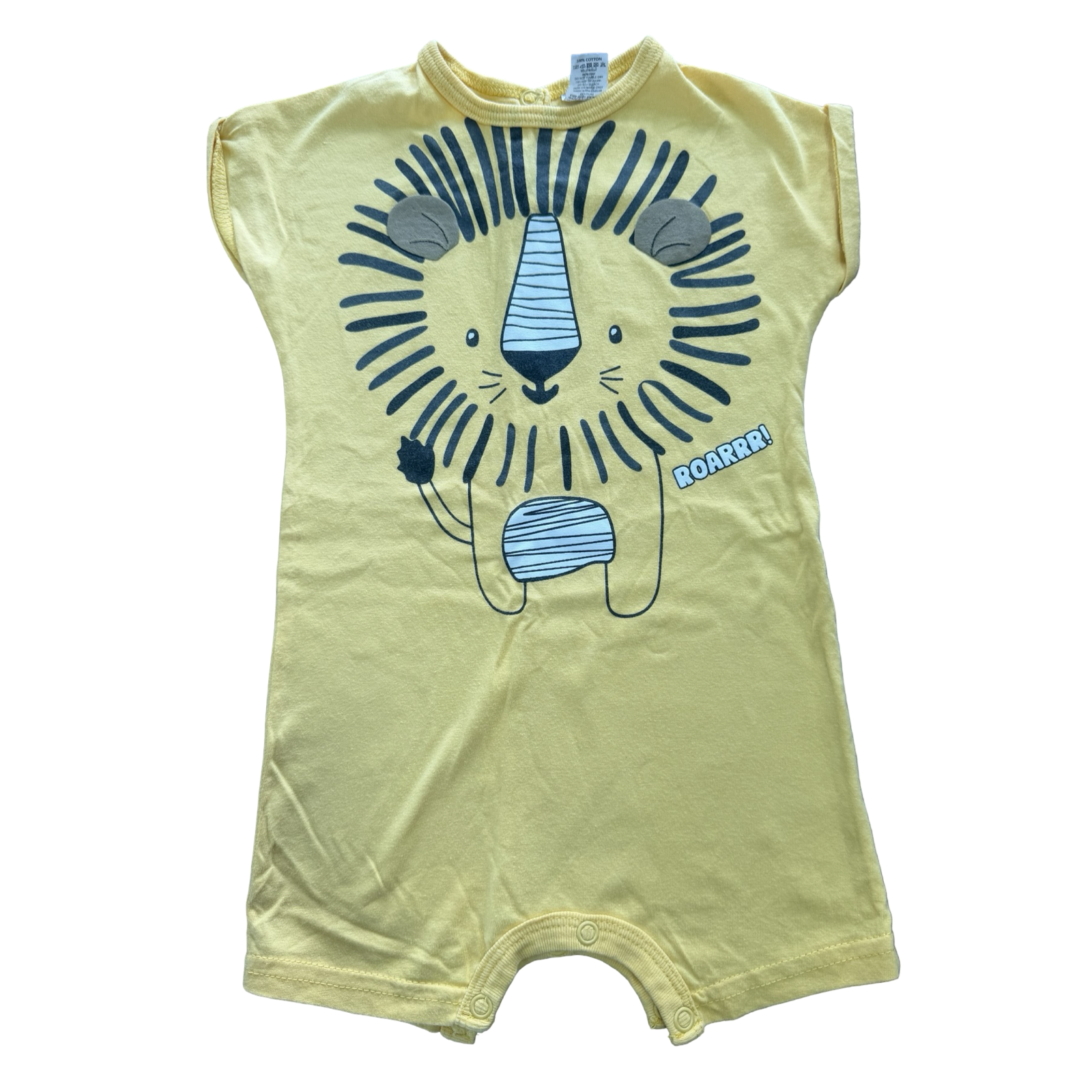 3-6M Yellow Roar Romper - Tiny Tots
