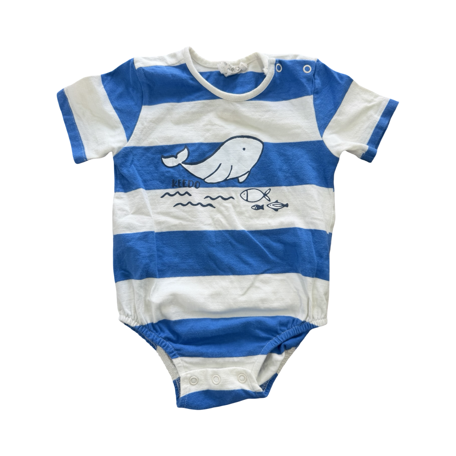 3-6M White & Blue Whale Bodysuit - Keedo