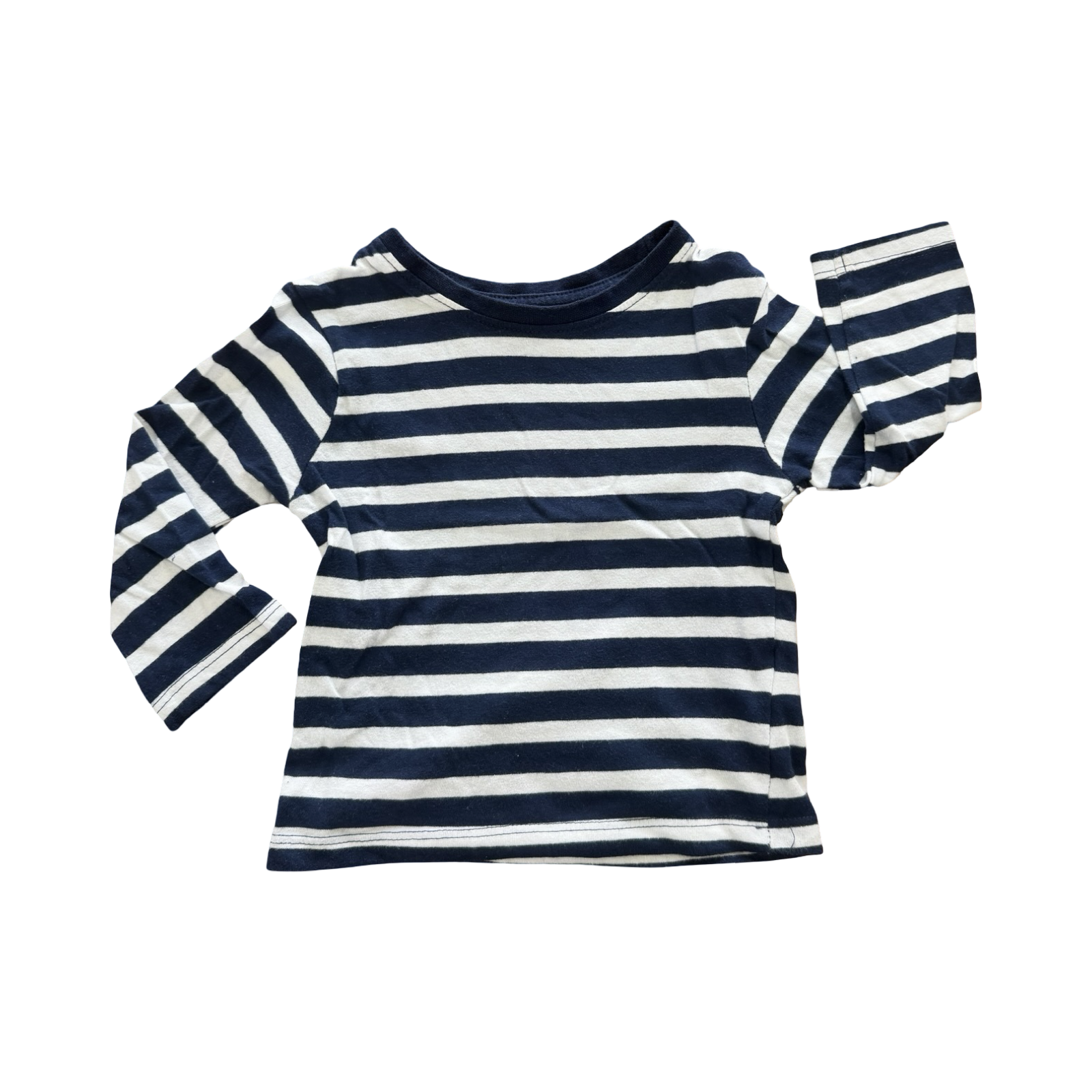 9-12M Navy & White Long Sleeve T-Shirt - Primark