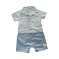 6-12M Light Blue & White Stripe Overall Collared Bodysuit - Woolworths