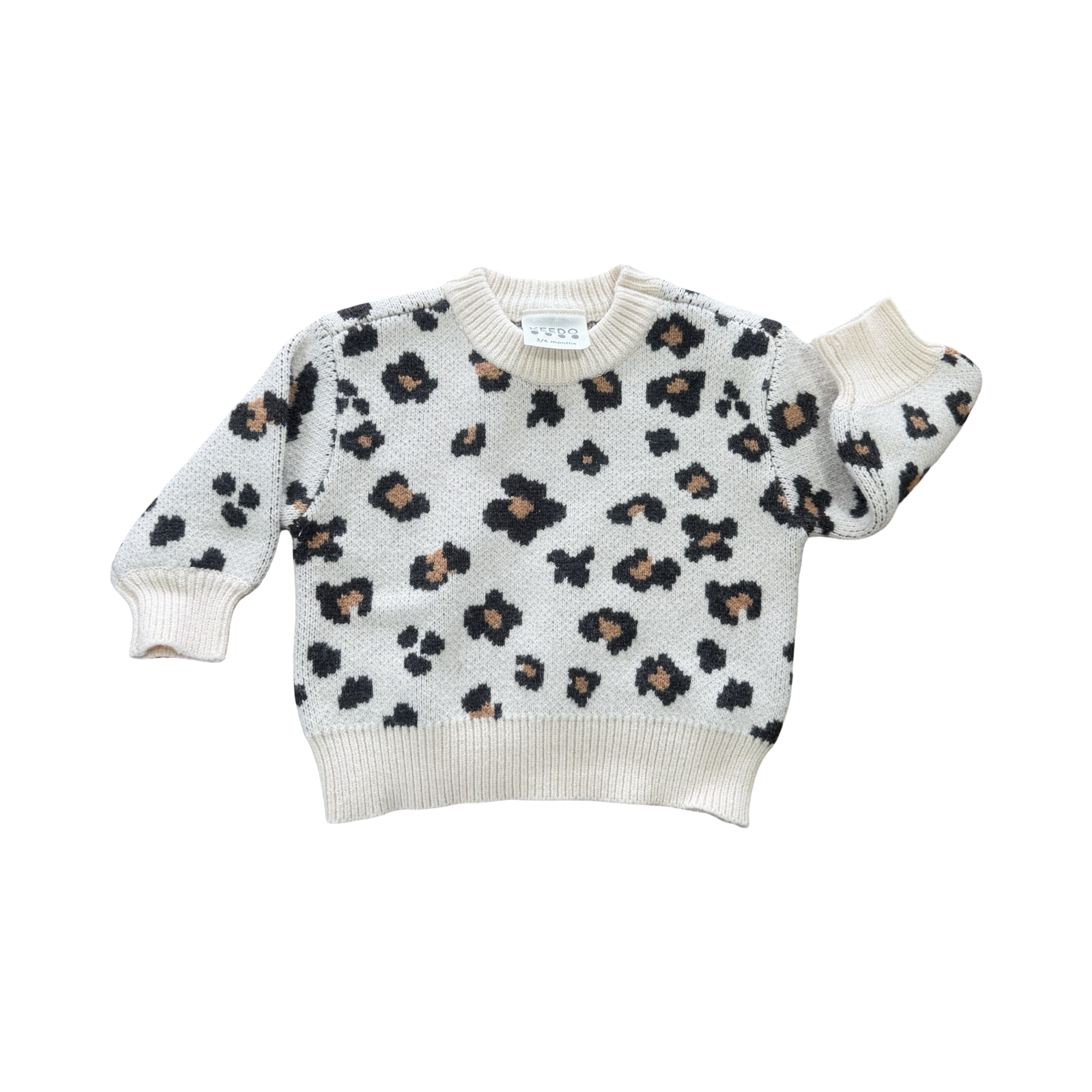 3-6M Cream Leopard Knitted Jersey - Keedo