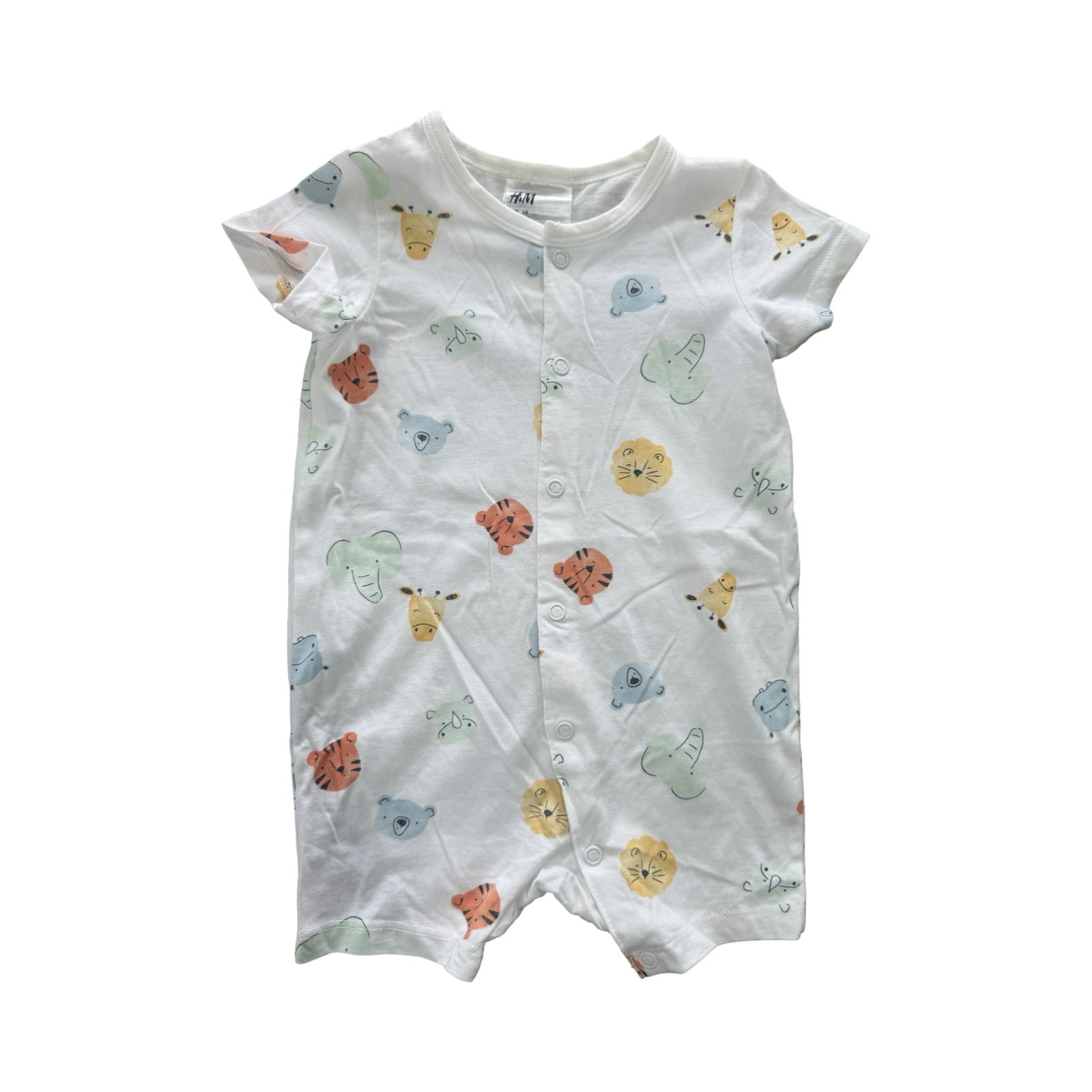 4-6M White Animal Romper - H & M