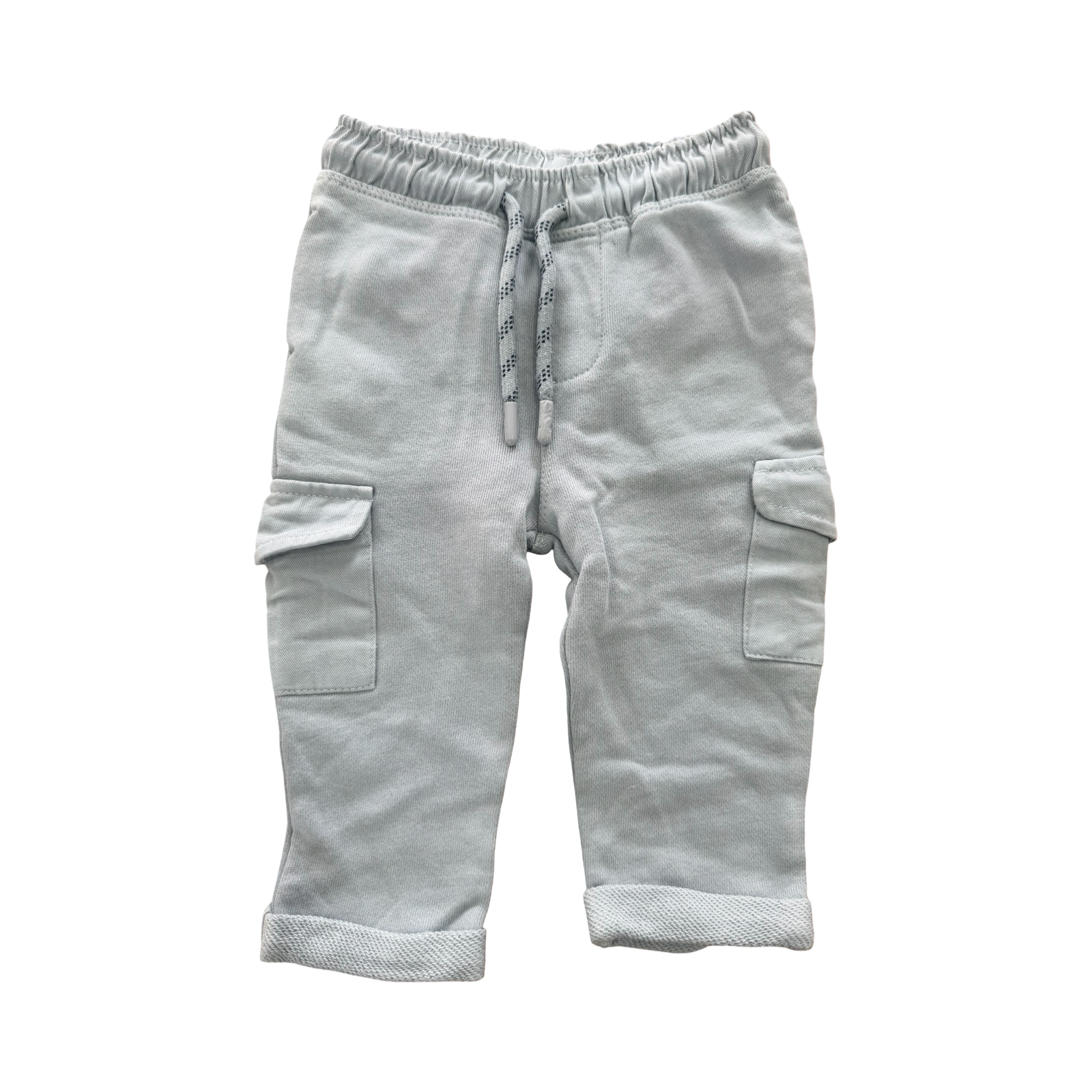 9-12M Light Blue Elasticated Sweater Pants with Pockets - Mango