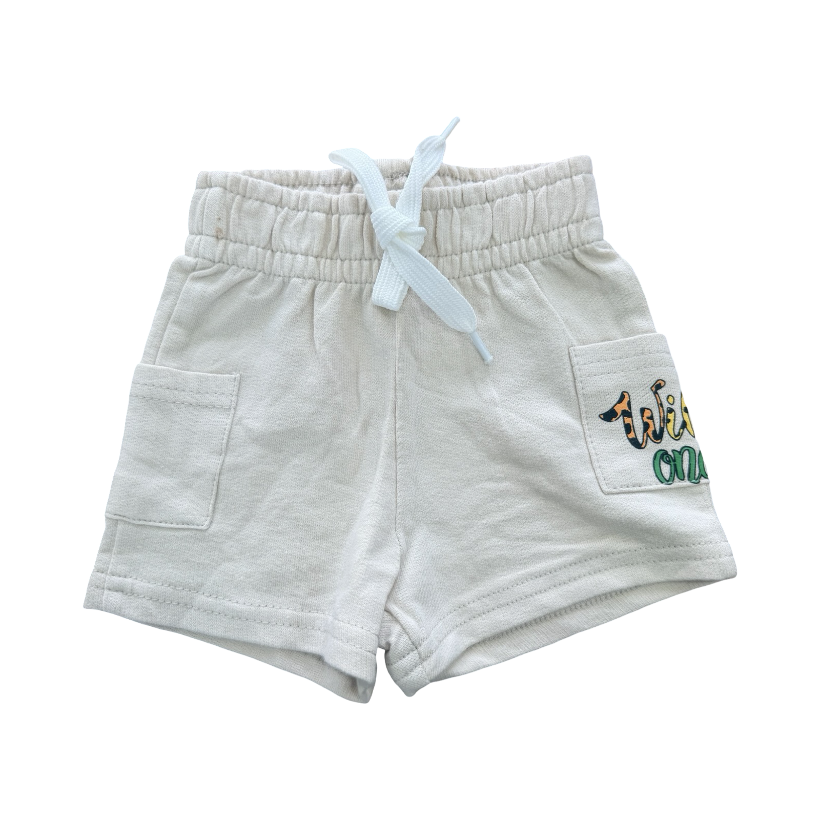 0-3M Cream Wild One Elasticated Shorts - OneTwoThree