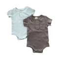 3-6M 2pc Blue & Grey Ribbed Bodysuits - Cotton On