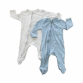 1-3M 2pc Blue & Grey Zipper Onesies - Woolworths