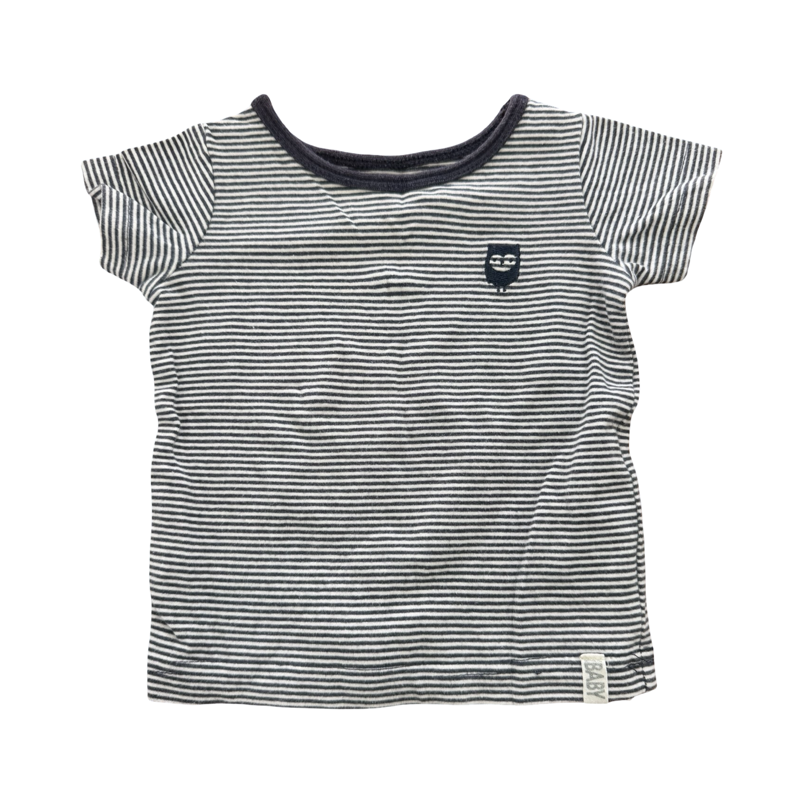 3-6M White & Navy Pin Stripe T-Shirt - Cottton On