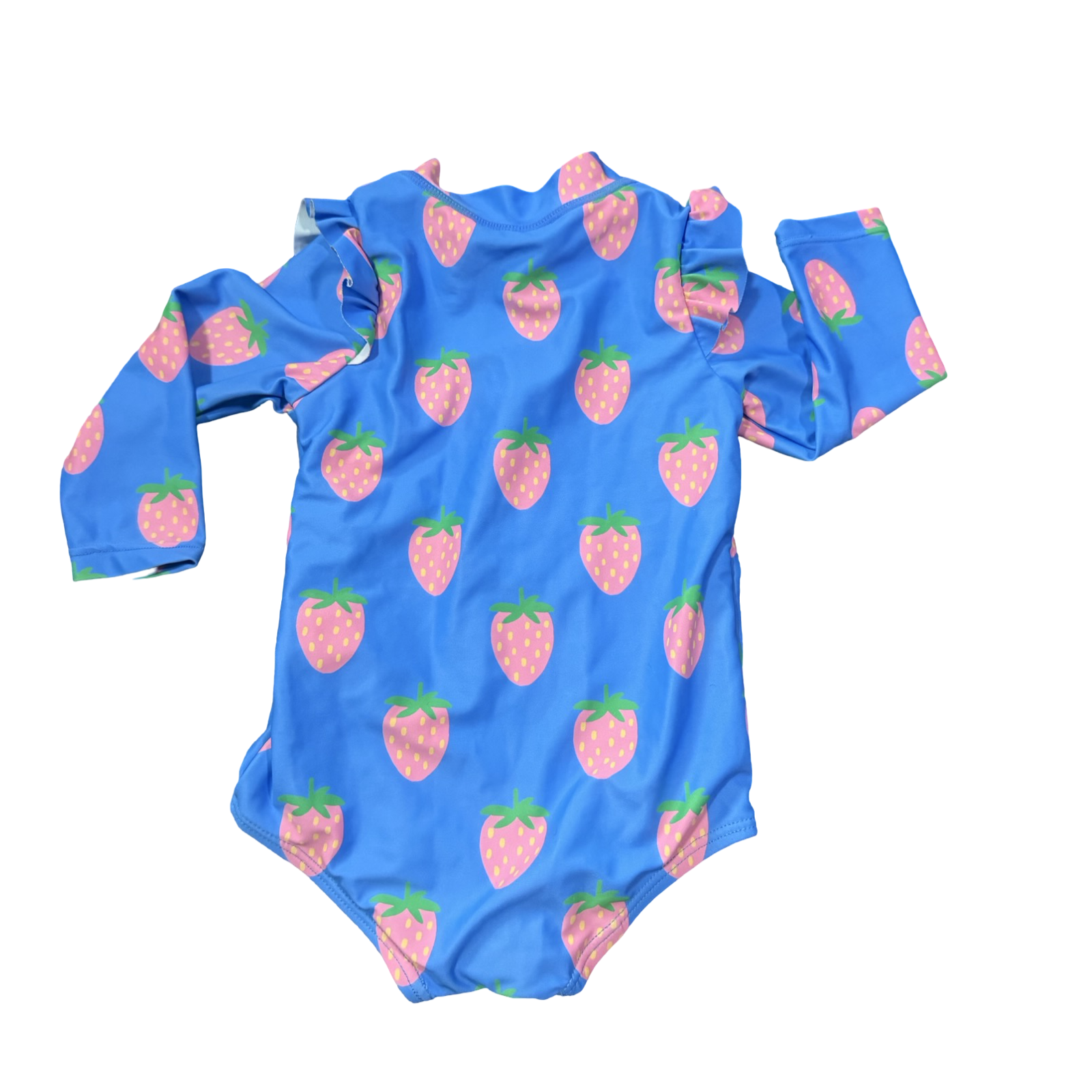 3-6M Blue Strawberry Long Sleeve Swimming Costume - Cotton On