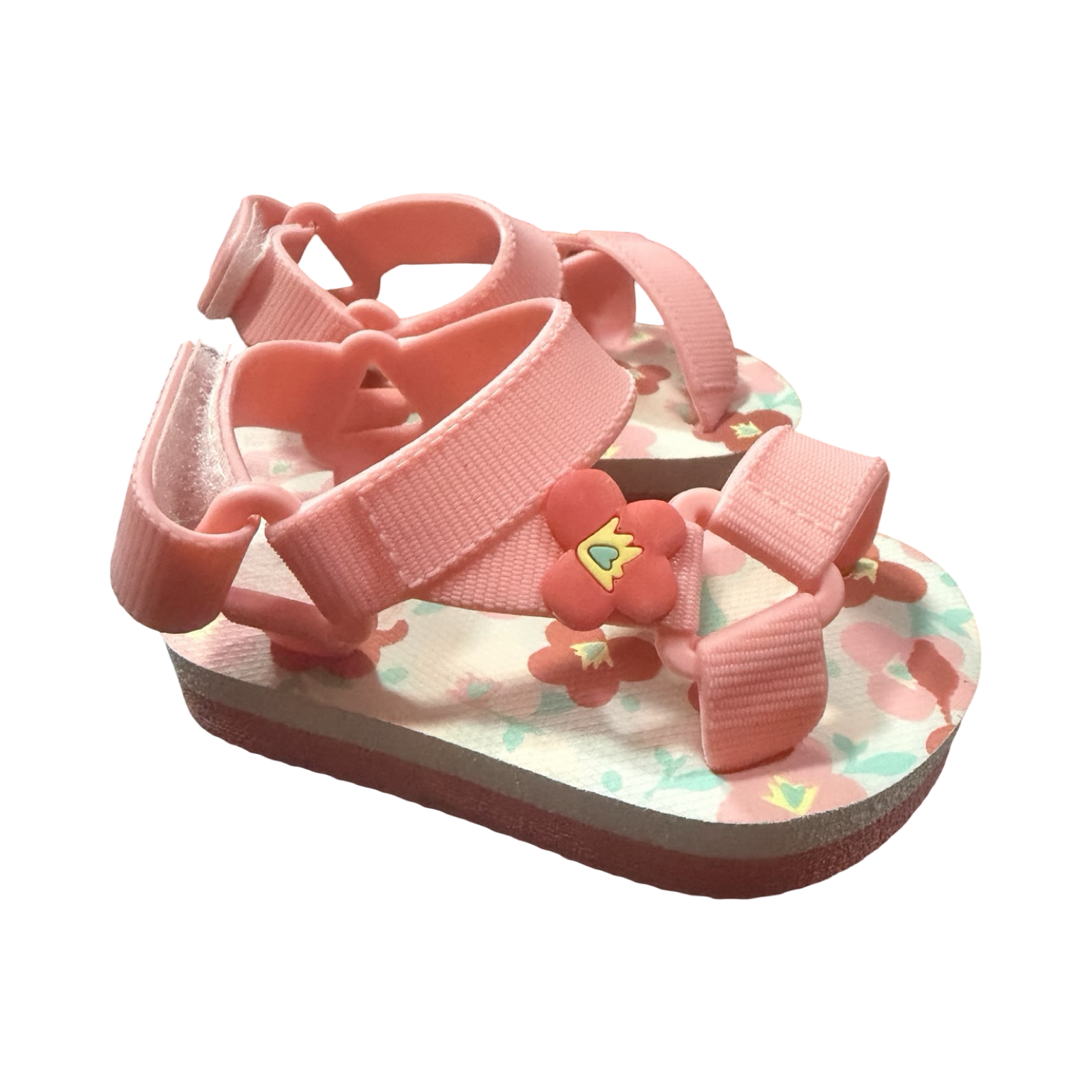 Size 1 Peach Floral Summer Sandals - Little Hero