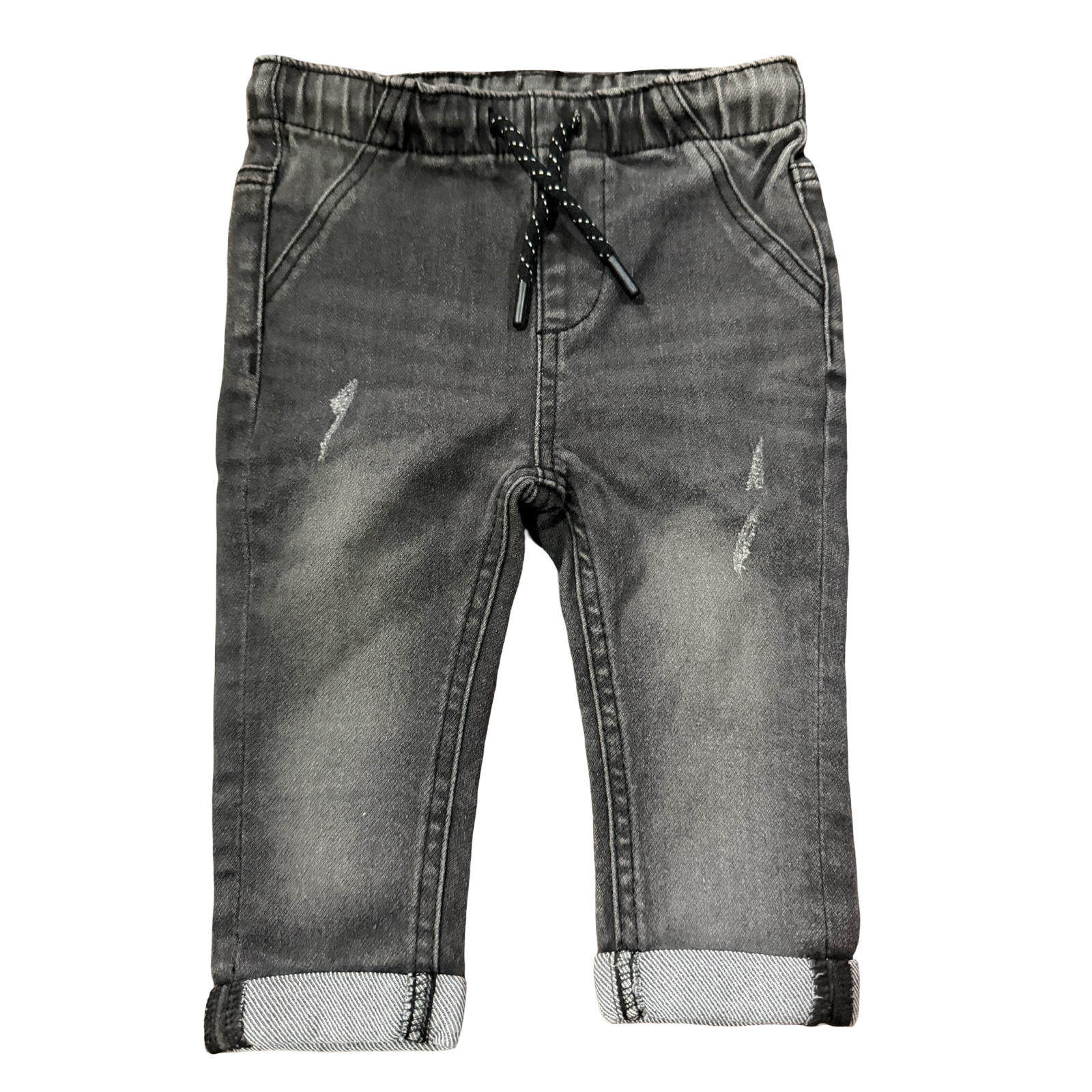 6-12M Black Washed Look Denim Jeans - Woolworths
