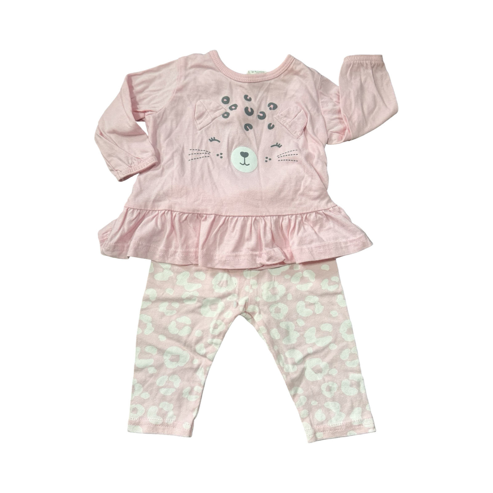 0-3M 2pc Pink Long Sleeve Leopard Top & Leggings - Tiny Tots